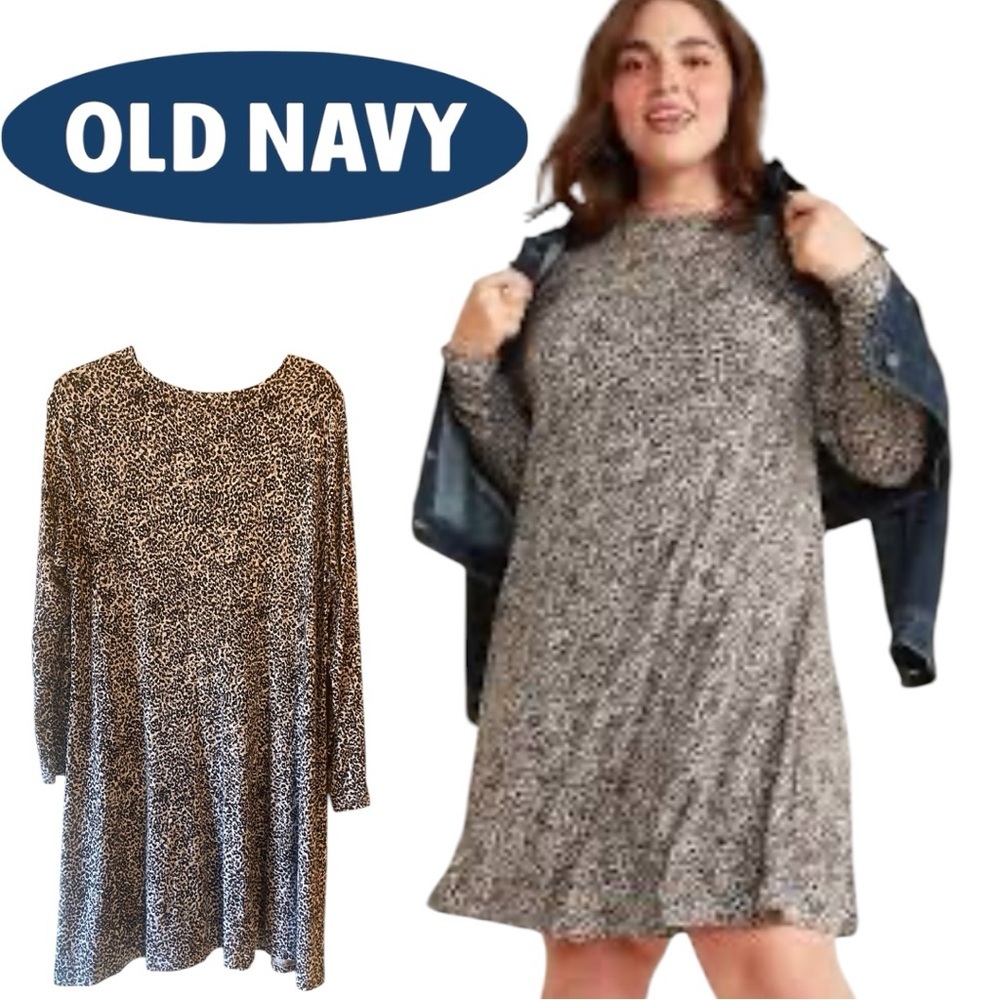 🌷Old Navy Jersey-Knit Leopard Swing Dress Size XL 3/$30